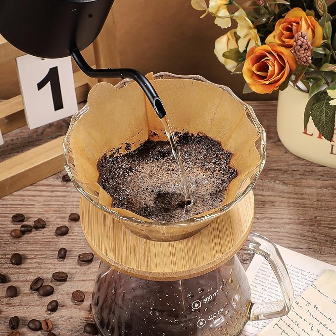 600 Count Coffee Filter #2, 2 Cone Coffee Filters, Unbleached Natural Coffee Filters Paper Compatible with Drip and Pour Over Coffee Maker(2-6 Cup)