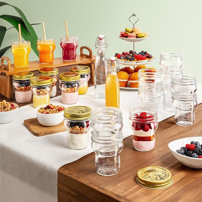 Bormioli Rocco Quattro Stagioni Stacking Jar - 9.25 Oz Glass Jar - Nestable & Stackable, Wide‑Mouth for Canning, Serving & Storing - Dishwasher & Freezer‑Safe Glass Container, Made in Italy