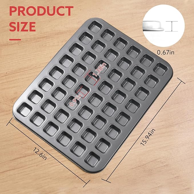 2-Piece 48 Cup Steel Mini Muffin Pan – Non-Stick Bakeware Mini Cupcake Tin(Square