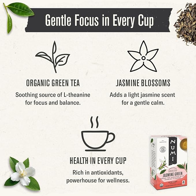 Numi Organic Tea Green, Jasmine, 18 Count