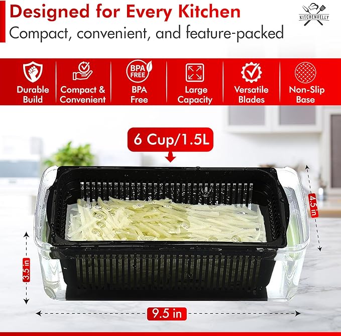 16-in-1 Vegetable Chopper and Slicer with 8 Blades – Veggie Cutter, Dicer, Food Chopper with Container & Lid – Multi-Purpose Kitchen Tool for Easy Meal Prep (Red)