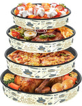 Enamel Round Baking Pans Set Roasting Dish 4-Pack 9/10/12/14 Inch Non Stick Large Cookware for Cake Bread Pie Pizza Turkey Steak, Non-Toxic Carbon Steel Oven Dishwasher Safe Thanksgiving Bakeware