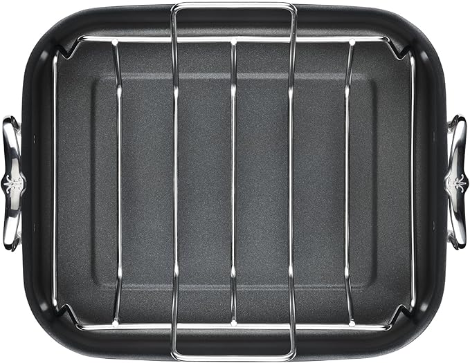 Hestan Provisions – 14.5" Classic Clad Nonstick Roasting Pan with Stainless Steel Rack