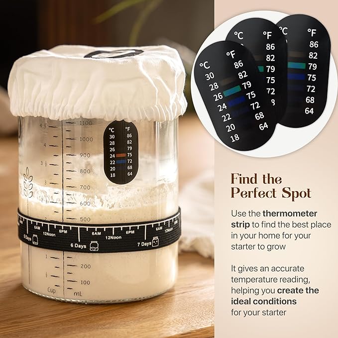 Sourdough Bread Baking Supplies and Starter Kit - Ultimate Bread Making and Sourdough Starter Kit with Proofing Baskets, Sourdough Jar, Bread Lame, Scrapers, and Danish Whisk