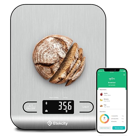 Etekcity Food Nutrition Kitchen Scale, Digital Grams and Ounces for Weight Loss, Baking, Cooking, Keto and Meal Prep, Large, 304 Stainless Steel