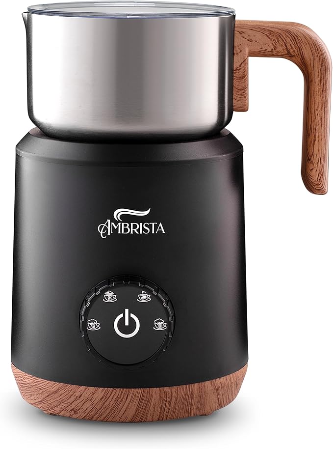 All in One 16oz Stainless Steel Electric Milk Frother | Foam Maker for Coffee | Hot and Cold Froth, Heated Milk, Hot Chocolate and More | Dishwasher Safe and Easy to Clean