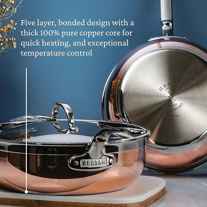 Hestan - CopperBond Collection - 100% Pure Copper Essential Pan, Induction Cooktop Compatible, 5 Quart