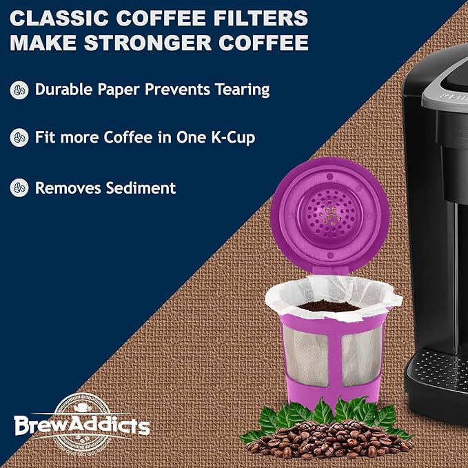 300 Paper Coffee Single-Use Filters for Keurig Brewers and Compatible with K-Cup Pods 1.0 & 2.0 Models, White Classic Design