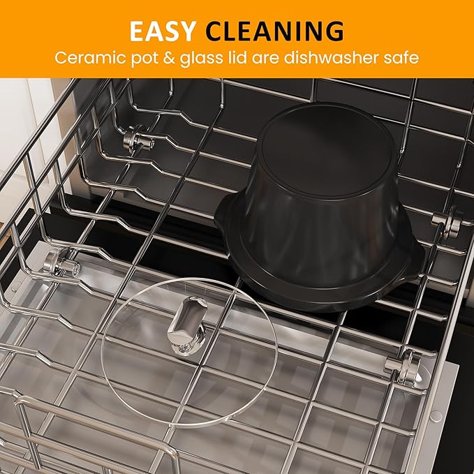 Sunvivi 2 Quart Slow Cooker, Small Slow Cooker with Removable Ceramic Pot, Slow Cookers Food Warmer with 3 Heating Settings & Dishwasher Safe Glass Lid, Grey