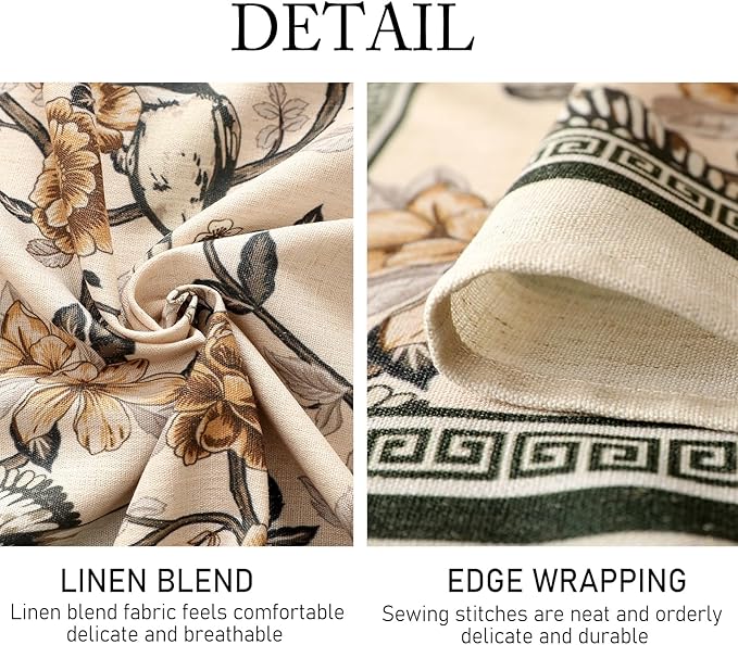 ISAENNE Designer Vintage Linen Square Table Cloth,Floral and Bird Pattern Elegant Tablecloths,Fall Wrinkle Resistant Home Decor Tablecloth for Dining Kitchen Party Christmas,67"*67"-Murad A