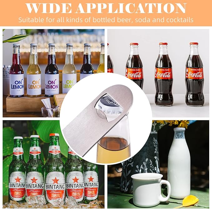 24 Pack Flat Beer Bottle Opener 5 inch Heavy Duty Stainless Steel Flat Bottle Opener Metal Beer Bottle Openers Silver Beer Openers for Bartender Kitchen Bar or Restaurant (Silver, 5 inch)