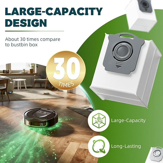 18 Pack Vacuum Bags Replacement Compatible with iRobot Roomba i7, i7+, i3, i3+, i1+, i4, i4+, i6, i6+, j7, j7+, i8, i8+,s9, s9+ Plus, i & s & j Series Clean Base Automatic Dirt Disposal Bags