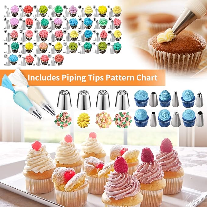 Cake Decorating Tools Supplies Kit: 236pcs Baking Accessories with Storage Case - Piping Bags and Icing Tips Set - Cupcake Cookie Frosting Fondant Bakery Set for Adults Beginners or Professional, Blue