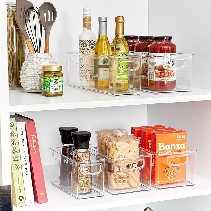 iDesign Stackable Pantry Bins with Handles, 4 Different Sizes, 5 Pack, Clear, Made in USA