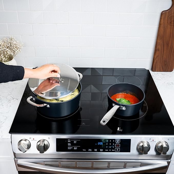 Alva Maestro 2QT Ceramic Nonstick Saucepan with Lid – Non-Toxic Easy to Clean Pot, Oven Safe, and Induction Ready – Belgian-Designed for Effortless, Healthy Everyday Cooking