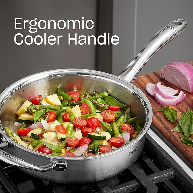 Fissler M5 Pro-Ply 5-ply Stainless Steel Sauté Pan, 3 Quart, with Metal Lid