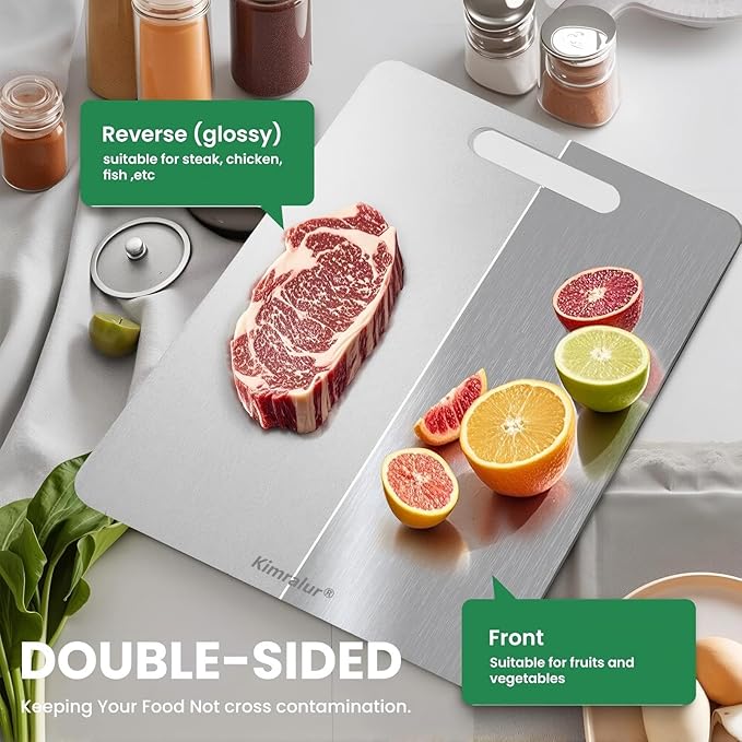Titanium Cutting Board, Double Sided 2025 New Titanium Cutting Boards for Kitchen, Non Toxic Non Slip, Chopping Board, Dishwasher Safe, Easy to Clean (12"L x 9"W)
