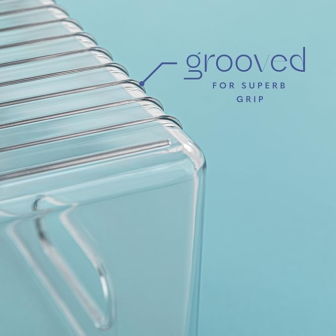 Plastic Food Storage 2 Pack Clear Container Bin with Handles for Organizing Kitchen, Pantry, Refrigerator, Freezer, Pantry, Cabinet, Closet, Bathroom. 14”X4”x4”