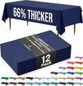Party Solids 66% Thicker Premium Plastic Table Cloth Rectangle Table Cover 0.5 Mil 12 Pack Navy Blue Table Cloth 54 Inch x 108 Inch Disposable Tablecloth Won't Tear Easily Like Cheap Thin Brands