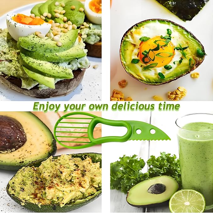 Avocado Slicer Tool 3 in 1, Avocado Pit Remover Kitchen Gadgets, Avocado Corer Tool, Fruit & Avocado Peeler Tools, Green