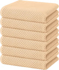 Homaxy 100% Cotton Waffle Weave Kitchen Dish Towels, Ultra Soft Absorbent Quick Drying Cleaning Towel, 13 x 28 Inches, 6-Pack, Apricot