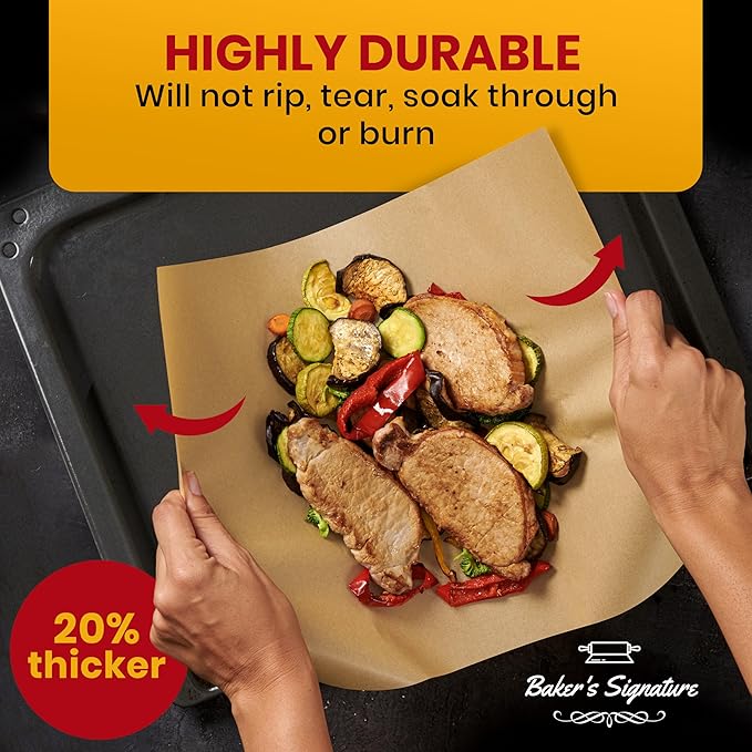 125 Pcs 9x13 Inch Parchment Paper Sheets by Baker's Signature | Parchment Baking Paper, Unbleached Parchment Paper - Perfect for Baking, Precut Non-Stick Sheets, Eco-Friendly, Will Not Curl or Burn
