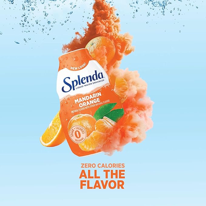 SPLENDA Liquid Water Enhancer Drops, Sugar Free, Zero Calorie, Natural Flavor, Concentrated Drink Mix, 3.11 Fl Oz Each Bottle (Mandarin Orange, 1 Pack)