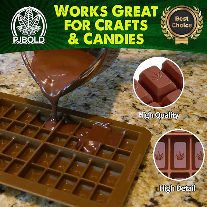 Small Leaf Chocolate Bar Silicone Candy Mold Trays, 2 Pack