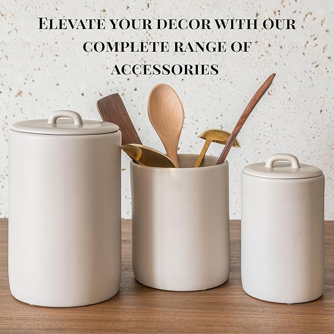Ceramic Food Storage Jars, 37 Oz, Airtight Lid Handle,Kitchen Canisters for Grounds Coffee, Coffee Pods, Tea, Flour, Sugar, Rice, Pantry Organization or Kitchen Countertop Containers set
