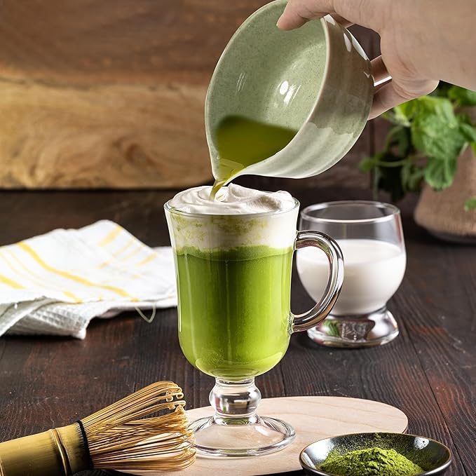 Matcha Tea Set – Japanese Matcha Bowl with Spout, Bamboo Whisk, Scoop, Holder & Strainer – Complete Ceremonial Matcha Kit for Beginners & Gift-Giving, Green