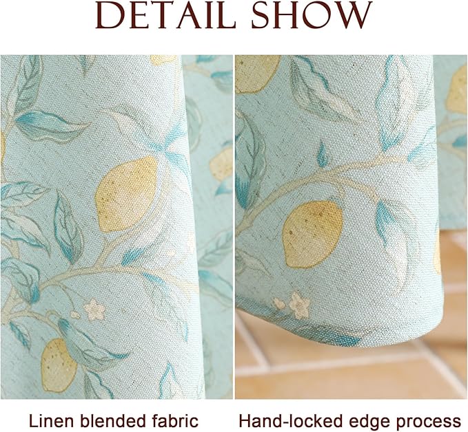 patdrea Designer Green Round Tablecloth,Vintage Linen Yellow Fruits Pattern Durable Table Cloth,Decor Table Cover Cloth for Kitchen Dining Christmas,Thanksgiving,Tea Party,Diameter 67"-Ania a