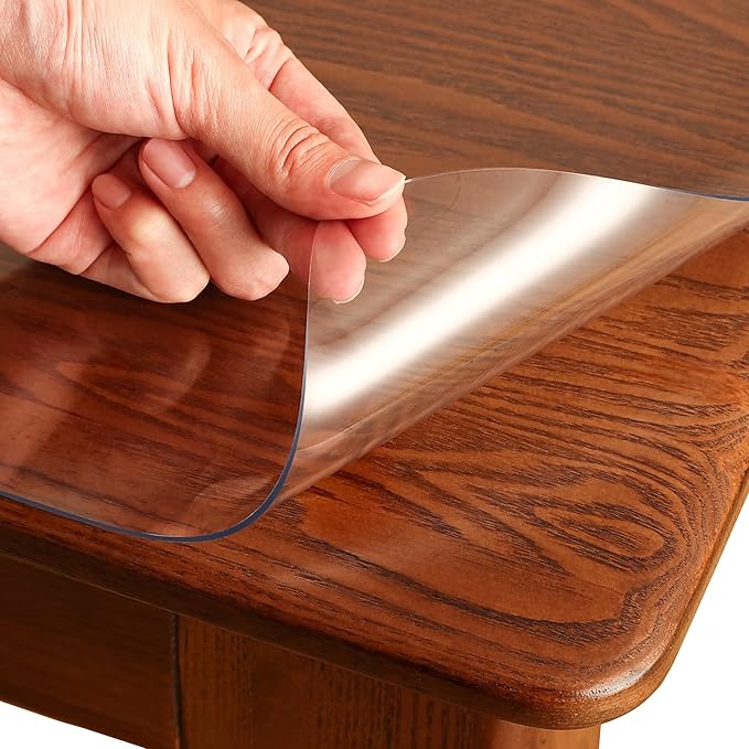Clear Table Cover Protector Rectangle 36 x 54 Inch, 2.0mm Transparent Plastic Table Protector Waterproof, Anti-Scratch Clear Desk Mat for Office Desktop Dresser Dining Table, FDA Compliant