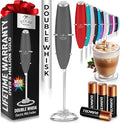 Zulay Kitchen Whisk Milk Frother with 4 Duracell Batteries - Powerful Handheld Foam Maker for Coffee, Lattes, Matcha, Hot Chocolate & Cappuccinos - Whip Creamy Froth in Seconds
