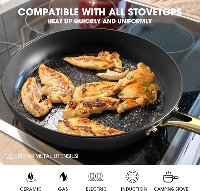 imarku Non Stick Frying Pans, 3 Pieces - 8 Inch, 10 Inch and 12 Inch Frying Pan, Professional Frying Pans Nonstick, Cast Iron Skillets, Nonstick Frying Pan with Stay Cool Handle, Best Birthday Gifts