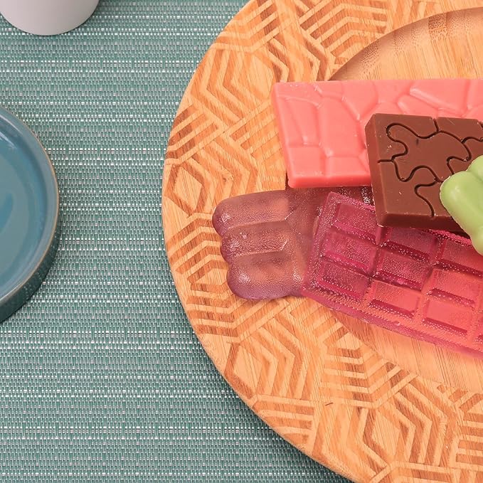 Thin Chocolate Bar Molds, 6 Shapes Break Apart Chocolate Molds Silicone for Candy/Gummy/Wax Melts/Resin, 2 Pcs Fruit Snack Molds for Fondant/Jelly/Desserts