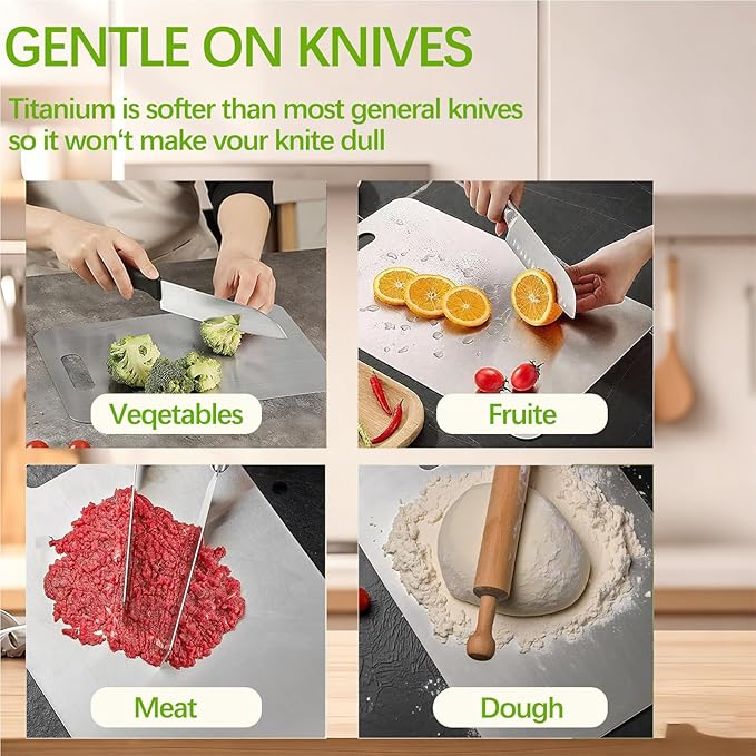 Tavano Titanium Cutting Board,100% Pure Titanium Cutting Boards for Kitchen,2026 New Non Toxic,Double-Sided Food Grade Chopping Board for Meat,Vegetable,Fruit,Outdoor Camping(S-1PC:11.42 * 7.87'')