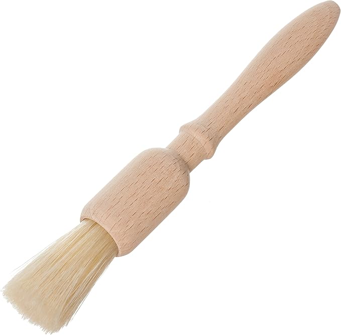 REDECKER Natural Pig Bristle Pastry Brush with Untreated Beechwood Handle for Basting, Glazing and Applying Eggwash, 7-1/4 inches - Pastry Brush for Cooking and Baking, Made in Germany