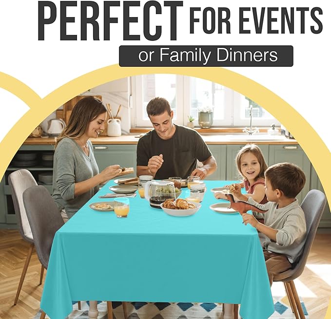 Exquisite 66% Thicker Premium Plastic Table Cloth Rectangle Table Cover 0.5 Mil 12 Pack Aqua Table Cloth 54 Inch x 108 Inch Disposable Tablecloth Won't Tear Easily Like Cheap Thin Brands