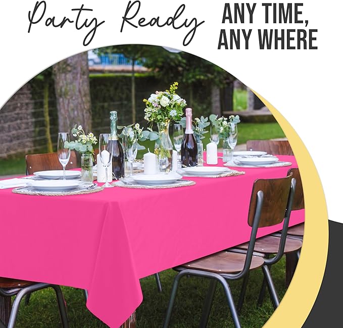 Exquisite 66% Thicker Premium Plastic Table Cloth Rectangle Table Cover 0.5 Mil 12 Pack Cerise Table Cloth 54 Inch x 108 Inch Disposable Tablecloth Won't Tear Easily Like Cheap Thin Brands