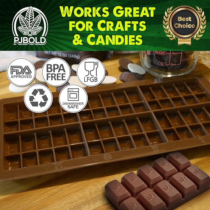 Small Leaf Chocolate Bar Silicone Candy Mold Trays, 2 Pack