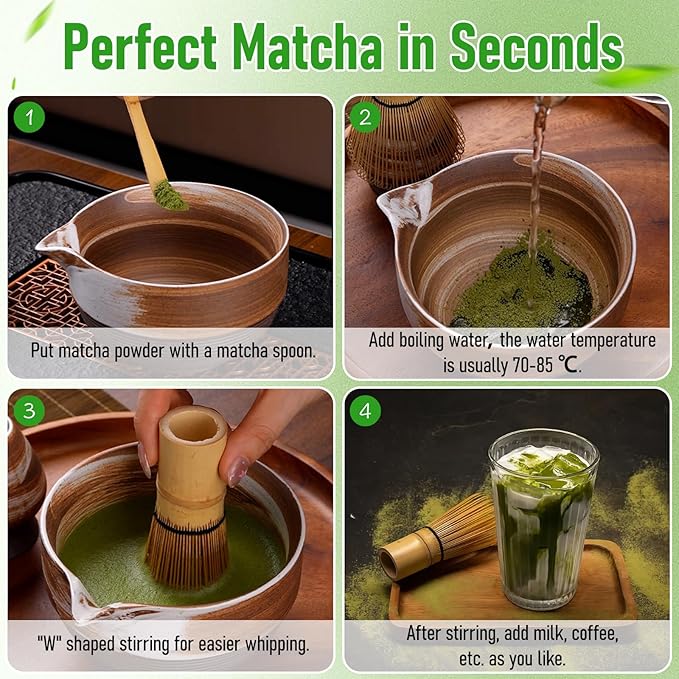 3Pcs Ceremonial Grade Matcha Whisk Set with Bamboo Matcha Whisk, Scoop & Spoon – Traditional Bamboo Tea Set for Macha Tea Preparation – Ideal Gift Macha kit for Beginners and Enthusiasts
