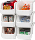 Large Plastic Containers for Organizing and Storage Bins for Closet, Kitchen, Office, or Pantry Organization, 14.75-Inch x 8-Inch x 7-Inch 6-Pack, White, Large