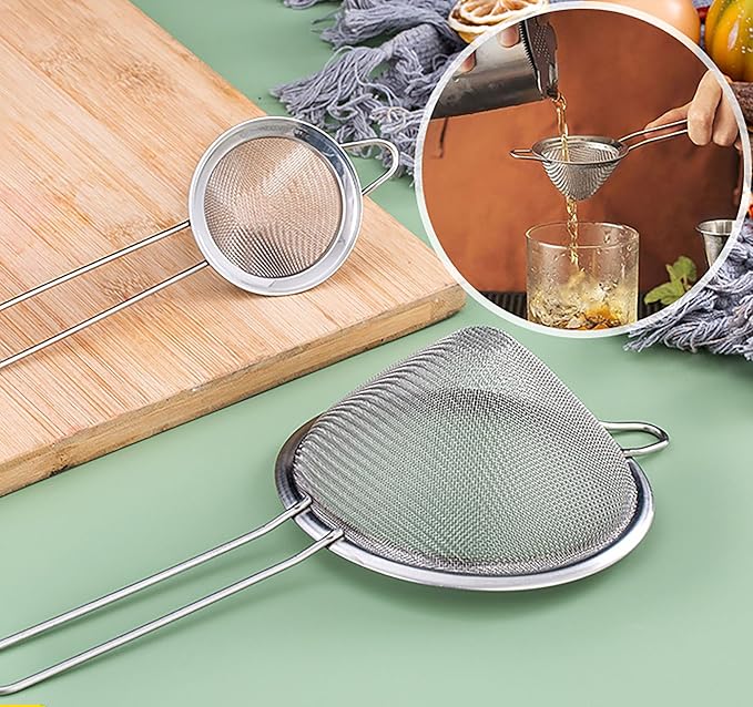 18 PCS Tea Strainers Cocktail Strainer Stainless Steel Fine Mesh Small Strainer, 3.3''Mini Tea Strainer with Long Handle for Cocktails Tea Herbs&Drinks,Conical Tea Filter Bar Colander Food Loose Tool