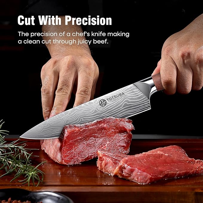 YOTSUBA Kitchen Knives Set 3 PCS, Ultra Sharp Chef Knife Set High Carbon Stainless Steel Blade, for Home & Restaurant Use, With Smooth Ergonomic Handle and Stylish Premium Gift Box