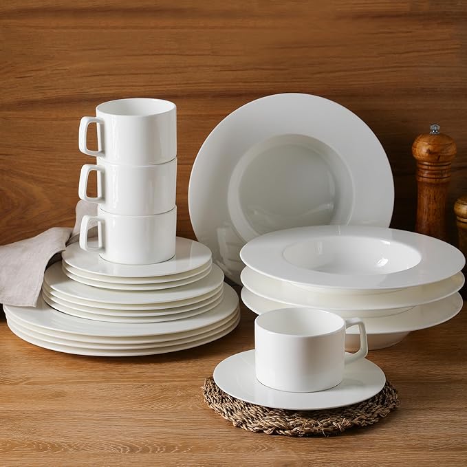 Stone Lain Sylvie 20 Pieces Bone China Dinnerware Set, White