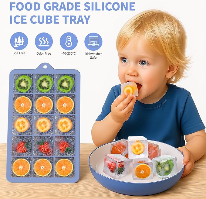 Silicone Ice Cube Tray 3 Pack, HANCELANT Ice Cube Mold, Ice Trays for Freezer with Lid for Whiskey, Baby Food, BPA Free, Easy Release