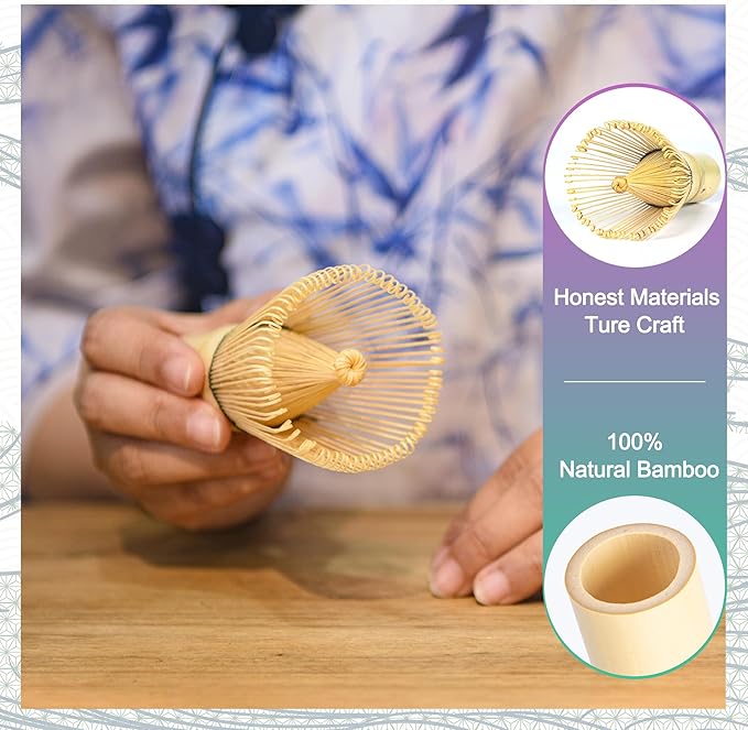 Matcha Whisk Set – Ceramic Matcha Bowl with Spout, Bamboo Whisk, Scoop, Ceramic Holders, Stainless Sifter, Towel,Perfect Matcha Starter Kit for Tea Ceremony, Japanese Tea Making Tools (Brown)
