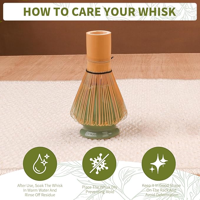 Matcha Whisk Set, 7 Pcs Matcha Kit with Matcha Bowl, Spout, Whisk and Holder, Bamboo Scoop and Stainless Steel Sifter, Japanese Matcha Set for Ceremony, Gift for Matcha Lover