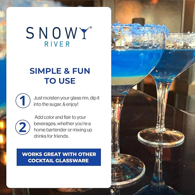 Snowy River Royal Blue, Cocktail & Margarita Sugar Rimmer - Vibrant Color Glass Rimming Sugar with Medium Crystal Texture - 8oz