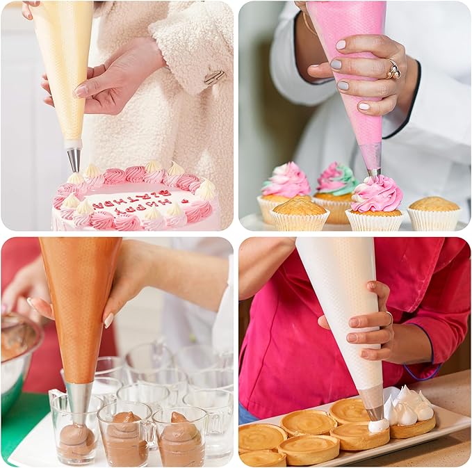 LotFancy 24 Inch Extra Large Piping Bags Disposable, 100pcs Icing Bags, Thickened Bakery Bags, Non-Slip & Anti-Burst, Food Grade Cake Decorating Bags for Dessert, Pastry, Cookies, Cupcake Decorating